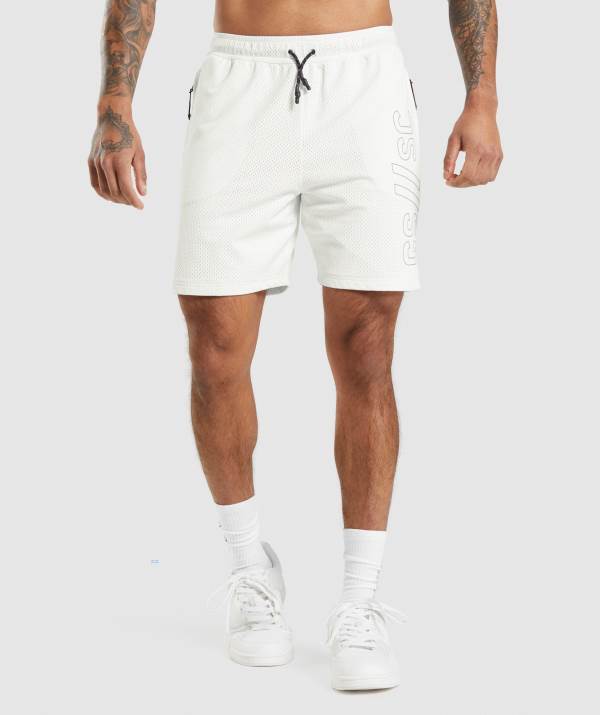 Panske Šortky Gymshark Steve Cook Mesh Biele | SL3429687